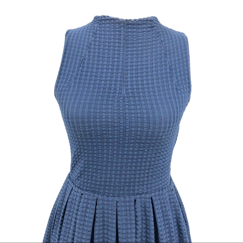 Deletta Anthropologie Cosgrove Blue Fit And Flare Textured Dress Size Small View 3